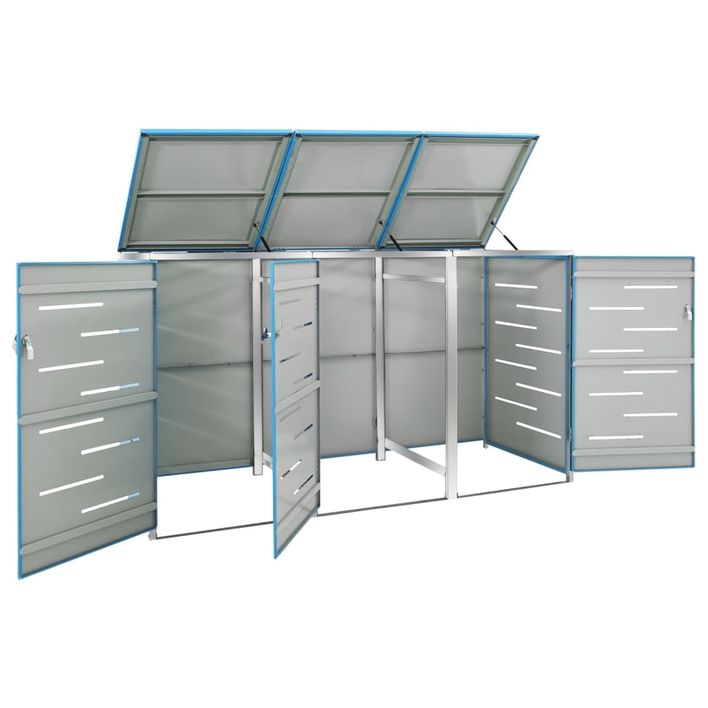 vidaXL Magazie pentru trei pubele, 207x77,5x112,5 cm, oțel inoxidabil vidaXL Magazie pentru trei pubele, 207x77,5x112,5 cm, oțel inoxidabil