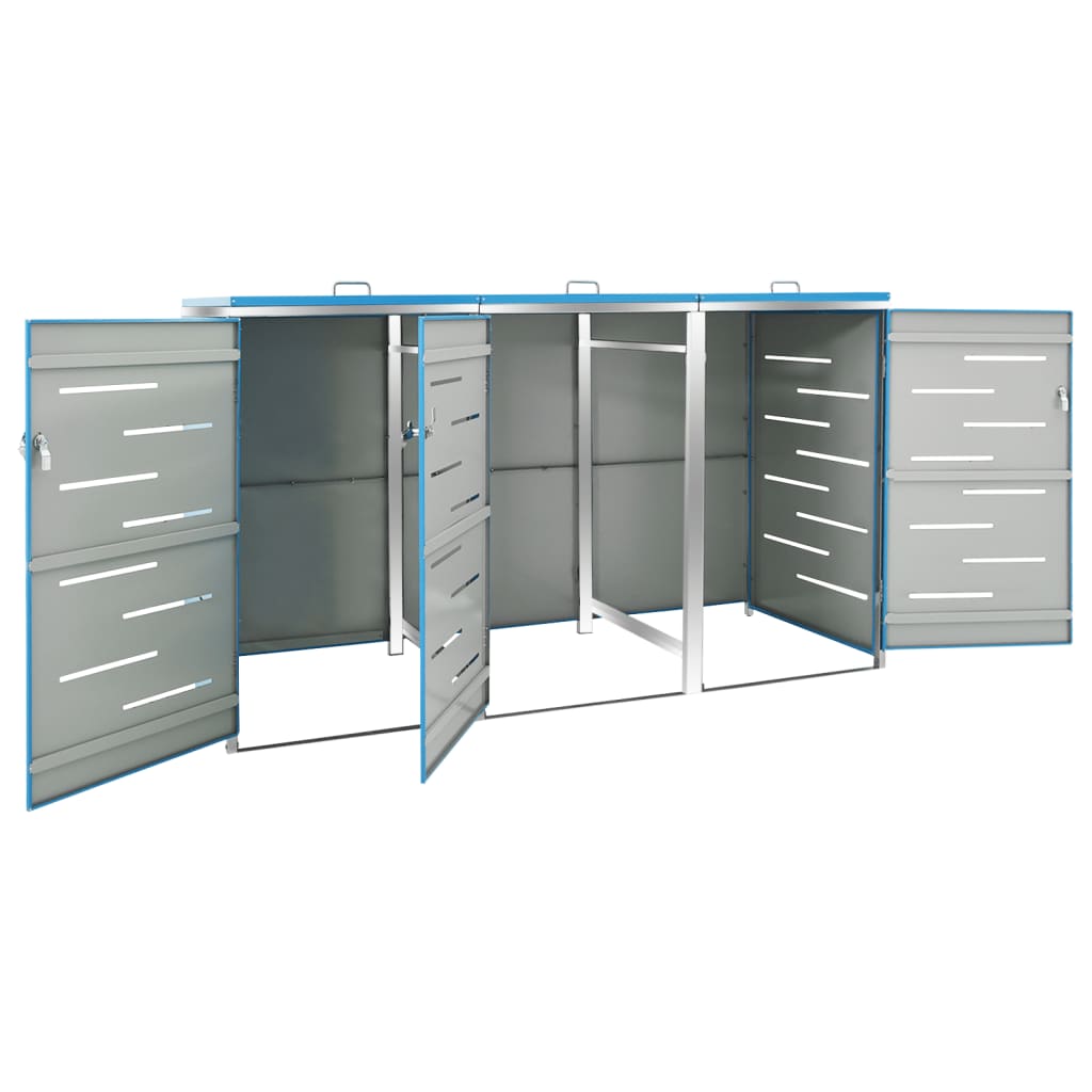 vidaXL Magazie pentru trei pubele, 207x77,5x112,5 cm, oțel inoxidabil vidaXL Magazie pentru trei pubele, 207x77,5x112,5 cm, oțel inoxidabil