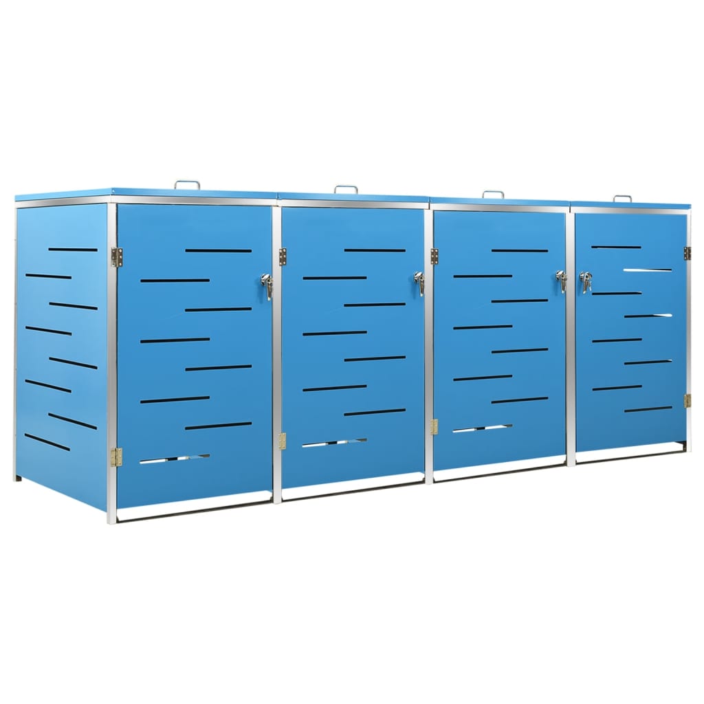 vidaXL Magazie pentru patru pubele 276,5x77,5x112,5 cm oțel inoxidabil vidaXL Magazie pentru patru pubele 276,5x77,5x112,5 cm oțel inoxidabil