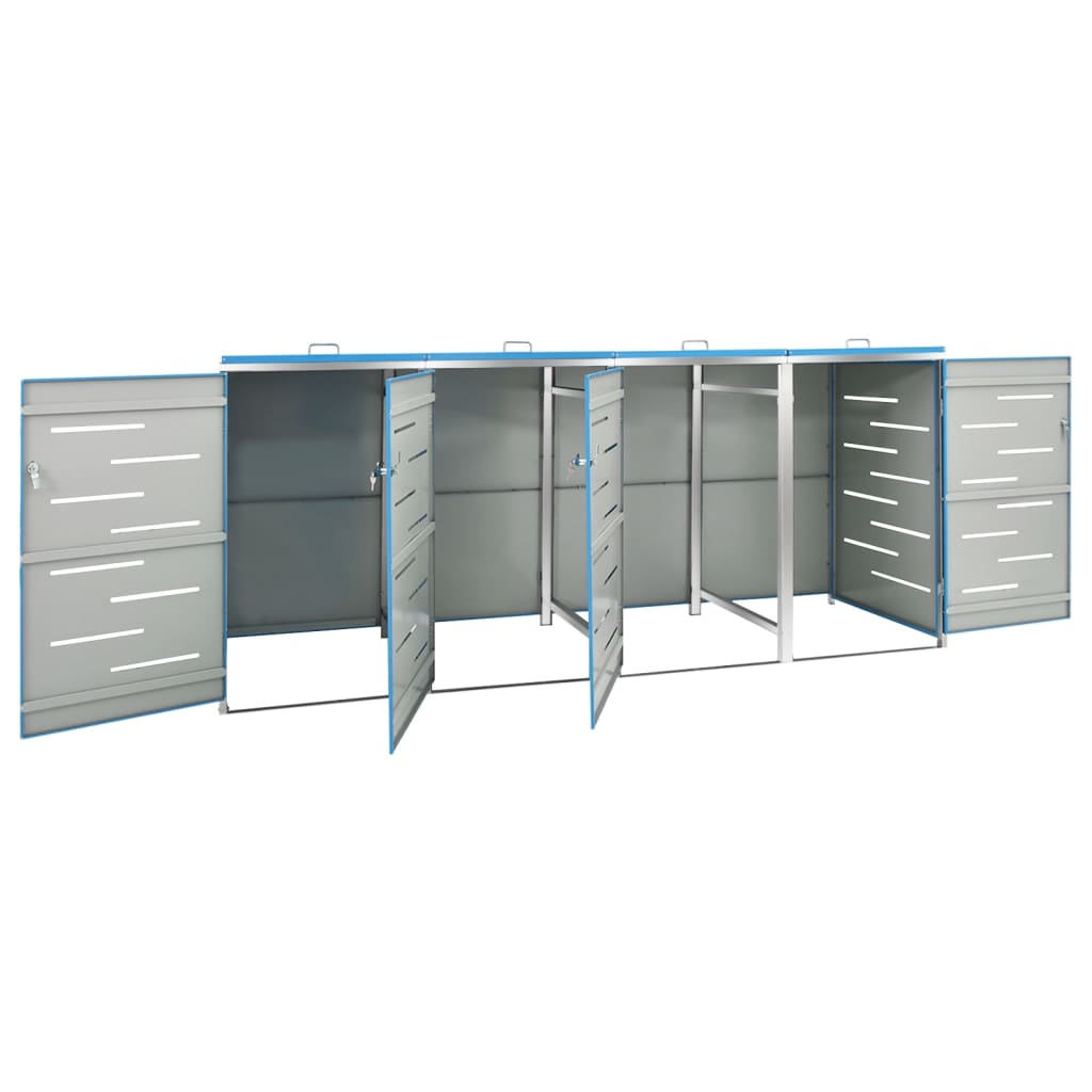 vidaXL Magazie pentru patru pubele 276,5x77,5x112,5 cm oțel inoxidabil vidaXL Magazie pentru patru pubele 276,5x77,5x112,5 cm oțel inoxidabil