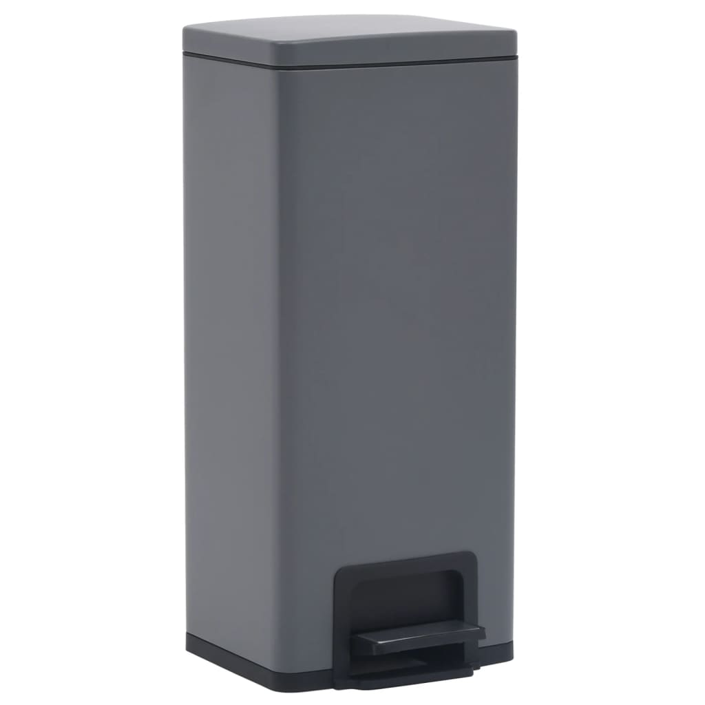 vidaXL Coș de gunoi cu pedală anti-amprentă, gri, 30L, oțel inoxidabil vidaXL Coș de gunoi cu pedală anti-amprentă, gri, 30L, oțel inoxidabil