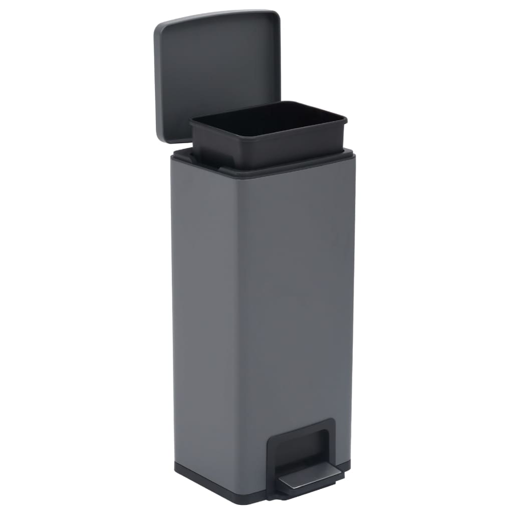 vidaXL Coș de gunoi cu pedală anti-amprentă, gri, 30L, oțel inoxidabil vidaXL Coș de gunoi cu pedală anti-amprentă, gri, 30L, oțel inoxidabil
