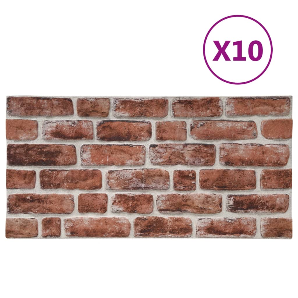 vidaXL Panouri de perete 3D, model cărămidă, maro închis, 10 buc., EPS