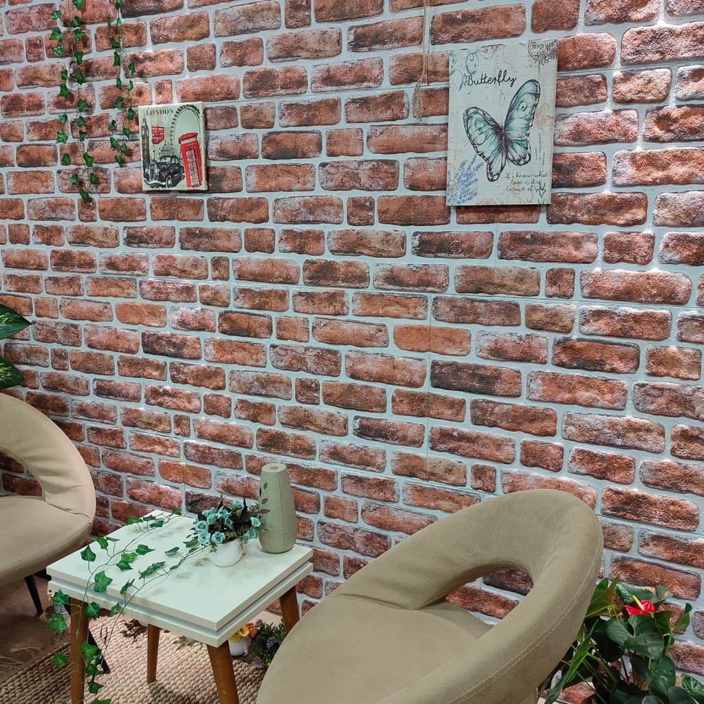 vidaXL Panouri de perete 3D, model cărămidă, maro închis, 10 buc., EPS
