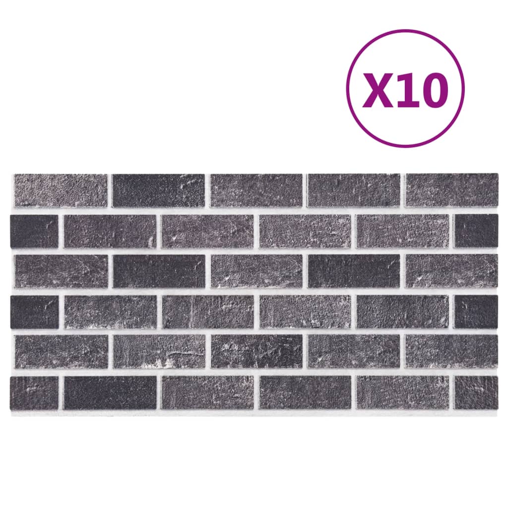 vidaXL Panouri de perete 3D, model cărămidă, negru & gri, 10 buc., EPS vidaXL Panouri de perete 3D, model cărămidă, negru & gri, 10 buc., EPS