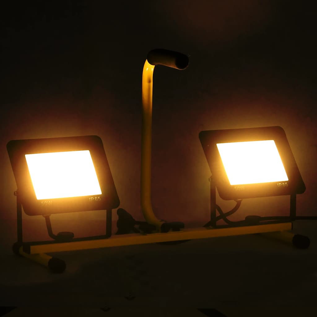 vidaXL Proiector cu LED și mâner, 2x50 W, alb cald vidaXL Proiector cu LED și mâner, 2x50 W, alb cald