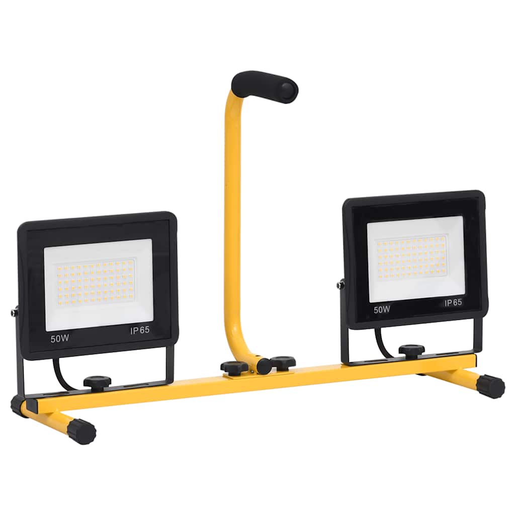 vidaXL Proiector cu LED și mâner, 2x50 W, alb cald vidaXL Proiector cu LED și mâner, 2x50 W, alb cald
