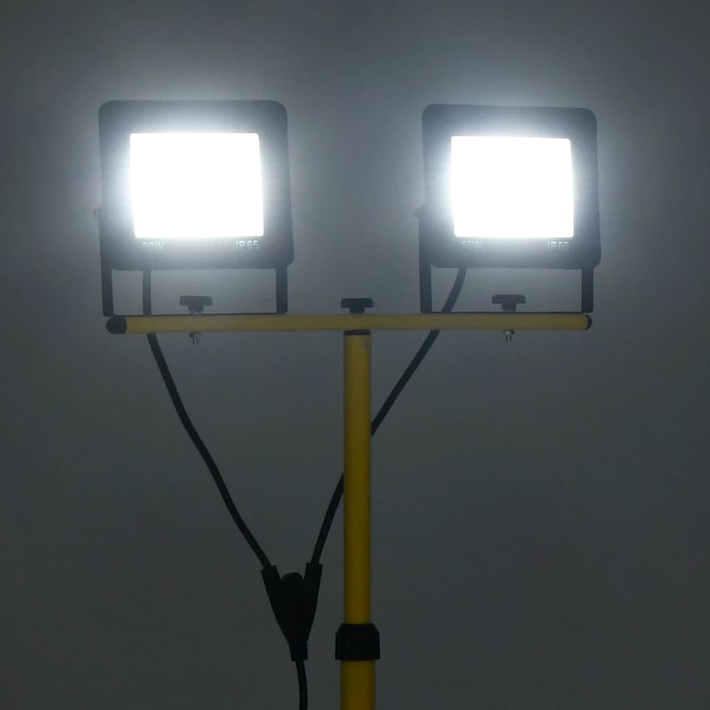 vidaXL Proiector cu LED și trepied, 2x50 W, alb rece
