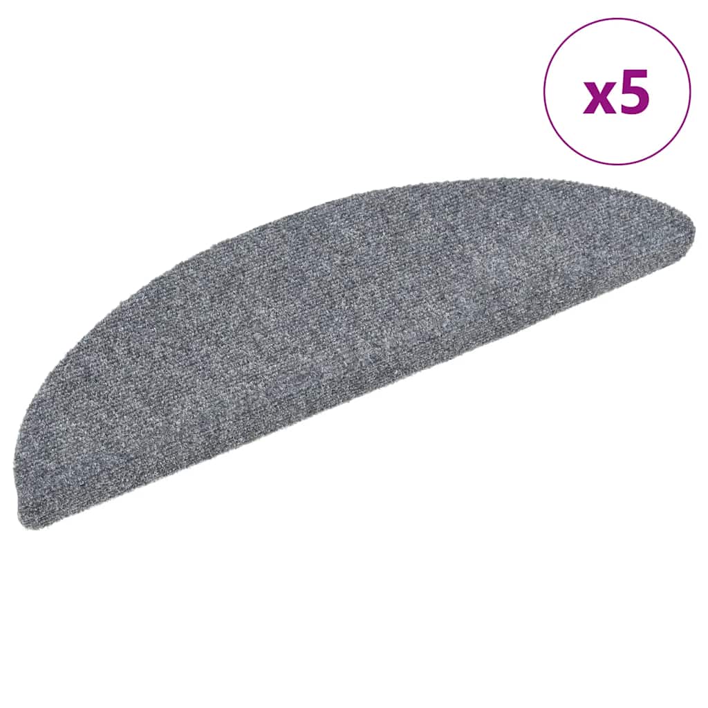 vidaXL Covorașe pentru scări autoadezive, 5 buc., 56x17x3 cm, gri deschis, semirotunde