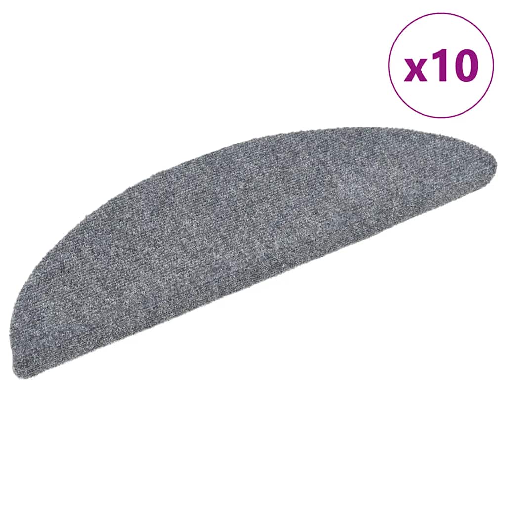 vidaXL Covorașe pentru scări autoadezive, 10 buc., 56x17x3 cm, gri deschis, semirotunde vidaXL Covorașe pentru scări autoadezive, 10 buc., 56x17x3 cm, gri deschis, semirotunde