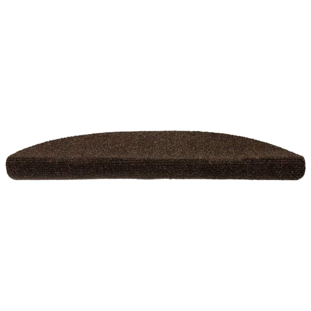 vidaXL Covorașe pentru scări autoadezive, 5 buc., 56x17x3 cm, maro, semirotunde