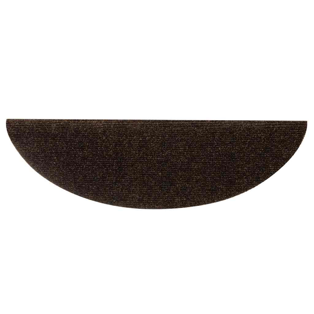 vidaXL Covorașe pentru scări autoadezive, 10 buc., 56x17x3 cm, maro, semirotunde vidaXL Covorașe pentru scări autoadezive, 10 buc., 56x17x3 cm, maro, semirotunde