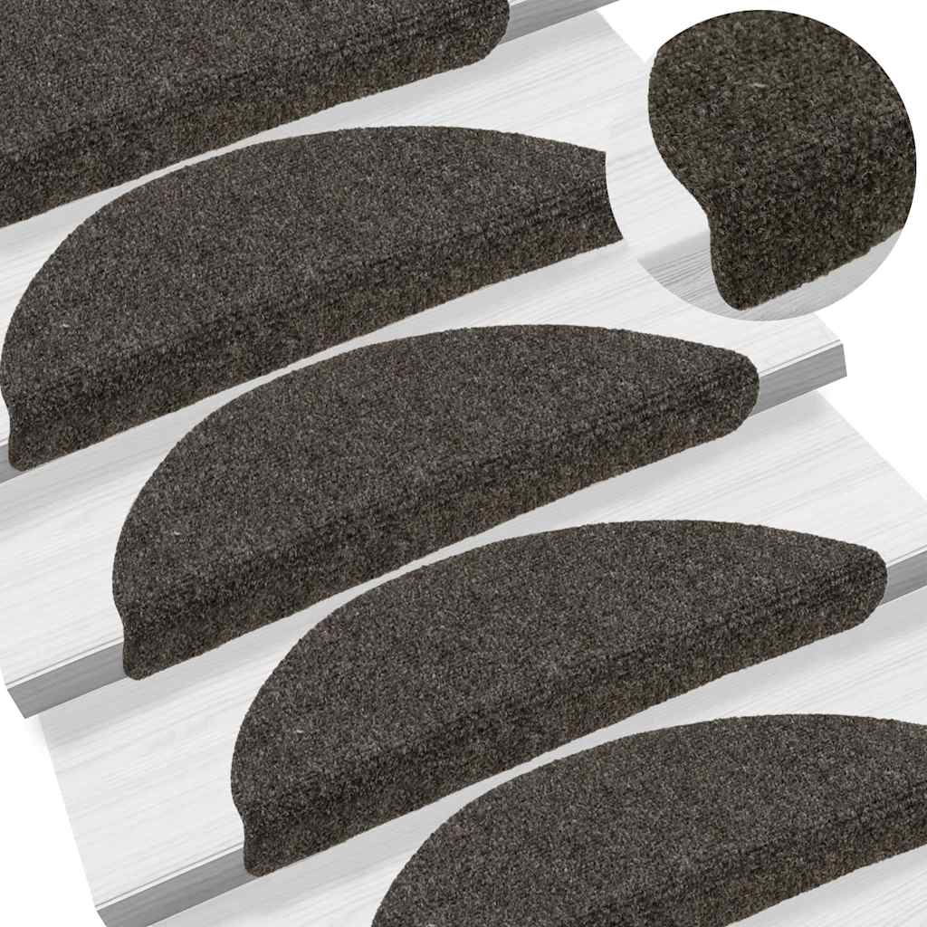 vidaXL Covorașe pentru scări autoadezive, 10 buc., 56x17x3 cm, antracit, semirotunde vidaXL Covorașe pentru scări autoadezive, 10 buc., 56x17x3 cm, antracit, semirotunde