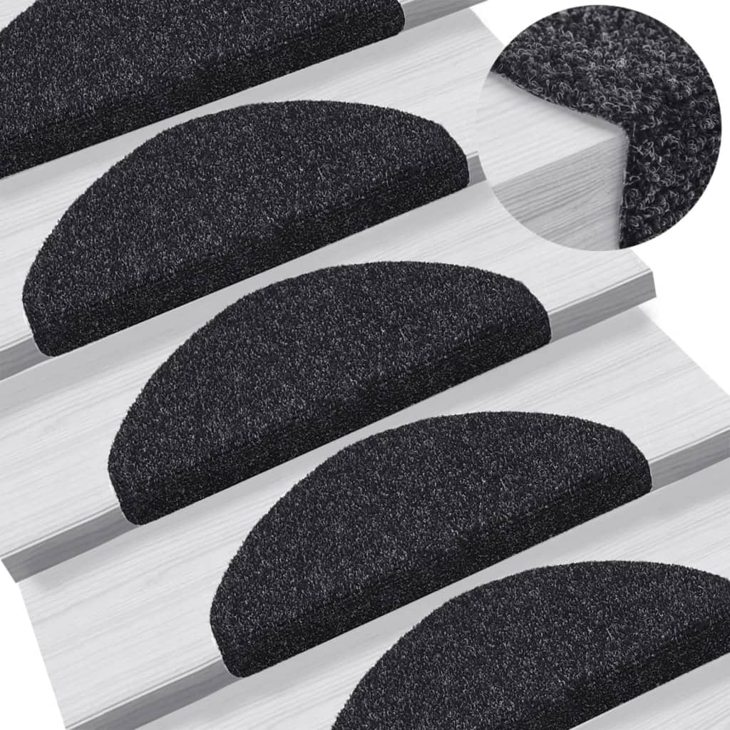 vidaXL Covorașe autoadezive pentru scări, 5 buc., 65x21x4 cm, negru, semirotunde, mari vidaXL Covorașe autoadezive pentru scări, 5 buc., 65x21x4 cm, negru, semirotunde, mari