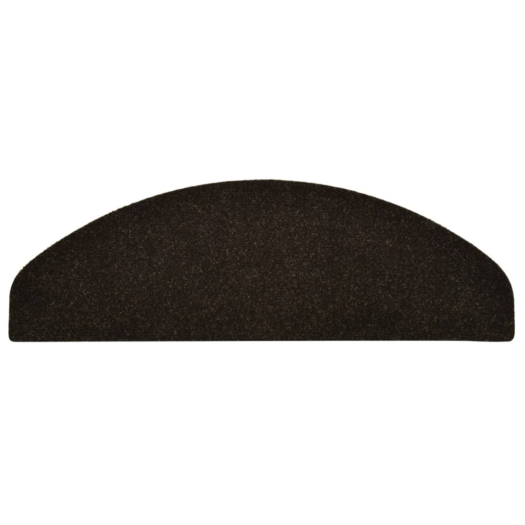vidaXL Covorașe pentru scări autoadezive, 5 buc., 65x21x4 cm, maro închis, semirotunde, mari