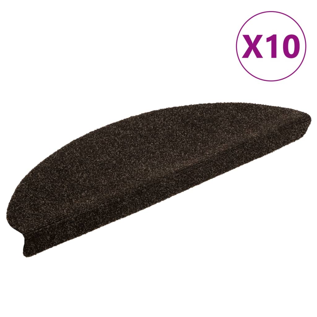 vidaXL Covorașe pentru scări autoadezive, 10 buc., 65x21x4 cm, maro închis, semirotunde, mari vidaXL Covorașe pentru scări autoadezive, 10 buc., 65x21x4 cm, maro închis, semirotunde, mari