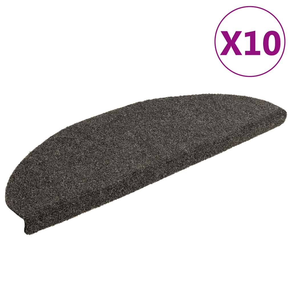 vidaXL Covorașe pentru scări autoadezive, 10 buc., 65x21x4 cm, antracit, semirotunde, mari vidaXL Covorașe pentru scări autoadezive, 10 buc., 65x21x4 cm, antracit, semirotunde, mari