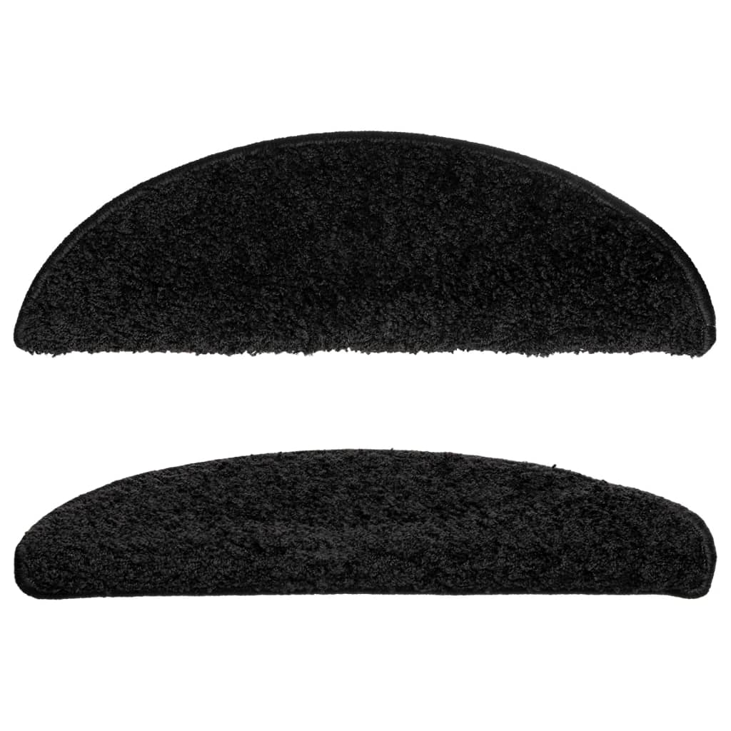 vidaXL Covorașe pentru scări, 10 buc., 56x17x3 cm, negre, semirotunde