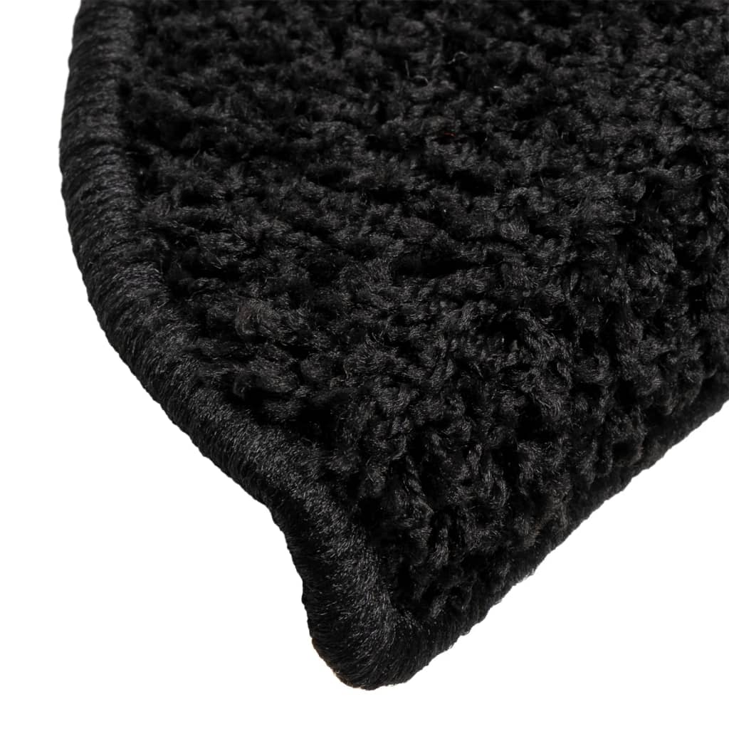 vidaXL Covorașe pentru scări, 10 buc., 56x17x3 cm, negre, semirotunde