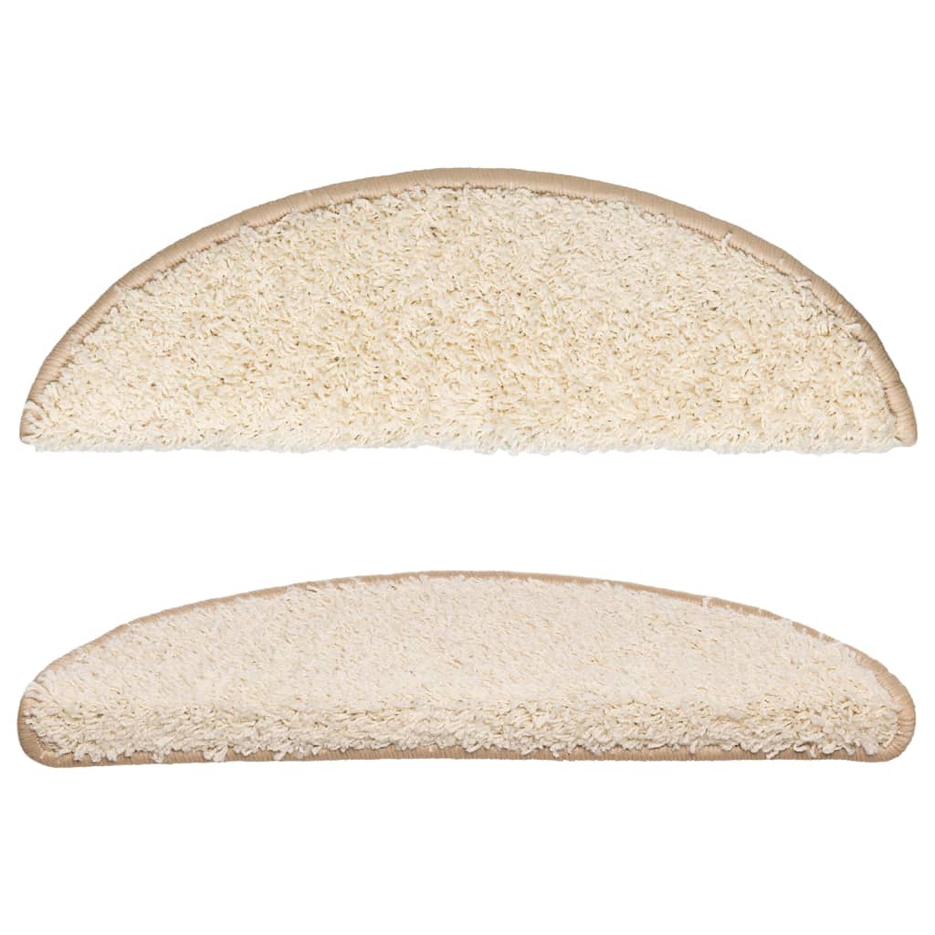 vidaXL Covorașe pentru scări, 10 buc., 56x17x3 cm, crem, semirotunde