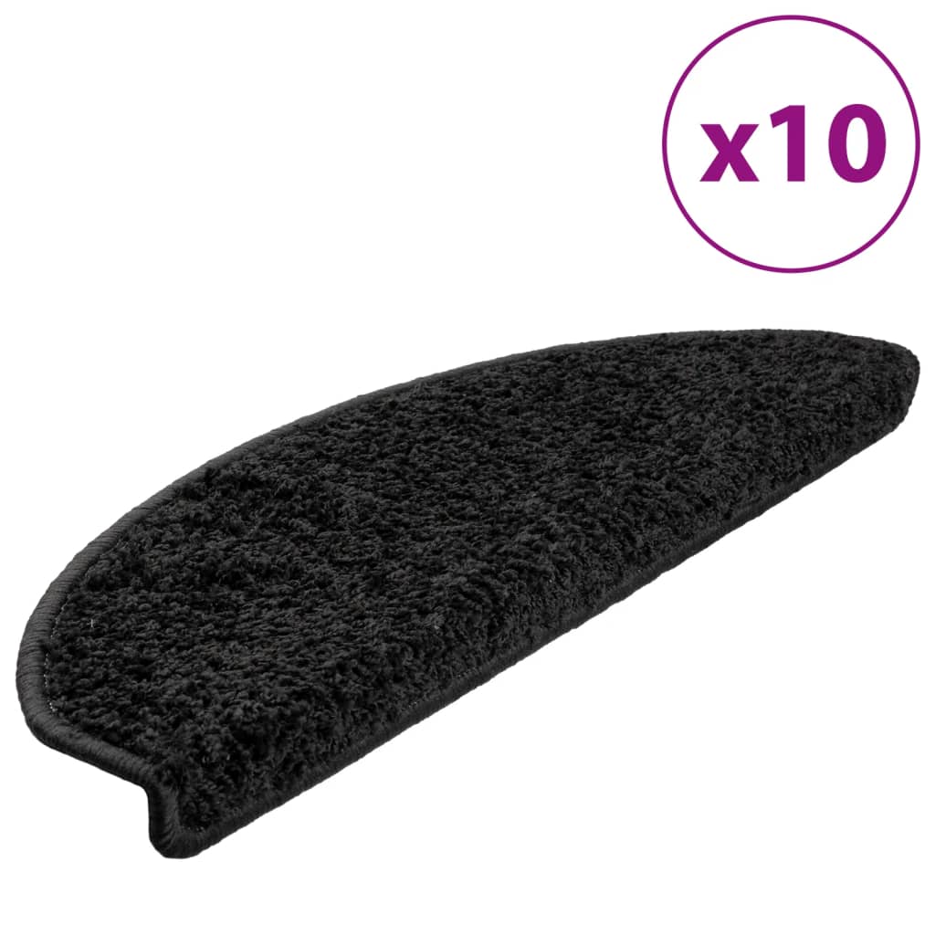 vidaXL Covorașe de scară, 10 buc.,negru, 65x21x4 cm vidaXL Covorașe de scară, 10 buc.,negru, 65x21x4 cm