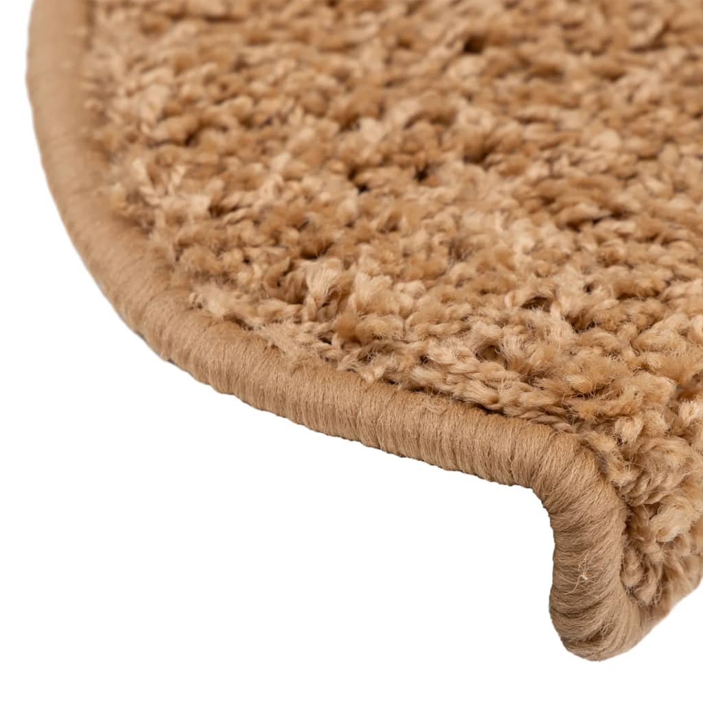 vidaXL Covorașe pentru scări, 10 buc., 65x21x4 cm, bej, semirotunde, mari