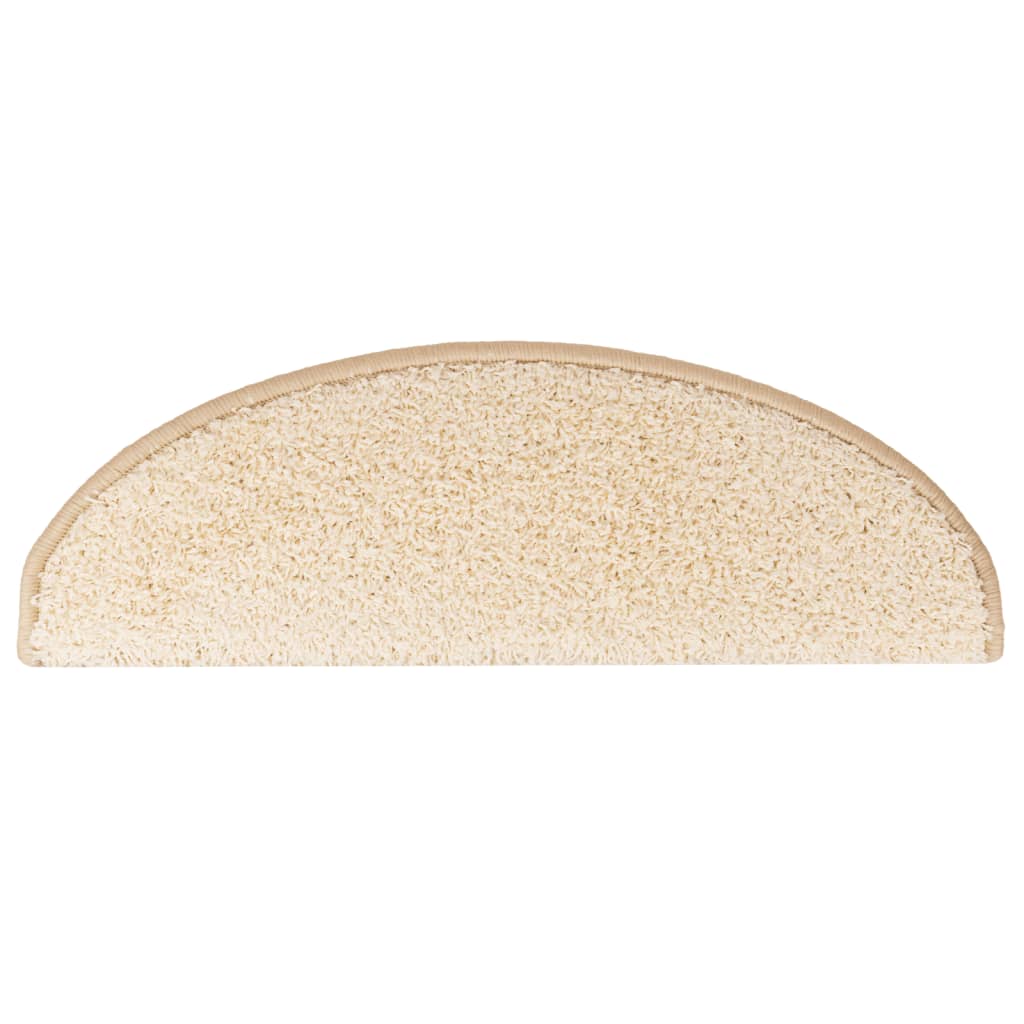 vidaXL Covorașe pentru scări, 10 buc., 65x21x4 cm, crem, semirotunde, mari