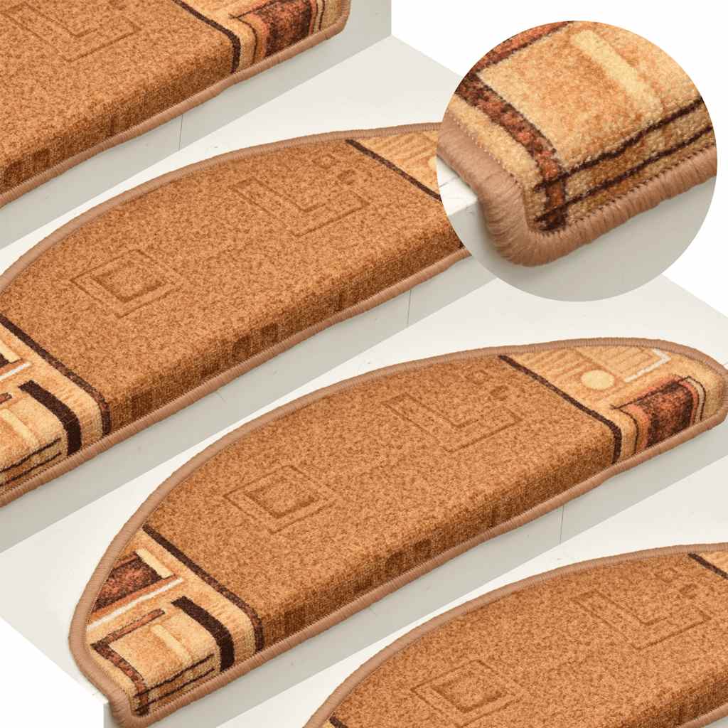 vidaXL Covorașe scări, 5 buc., bej, 65x21x4 cm, autoadeziv