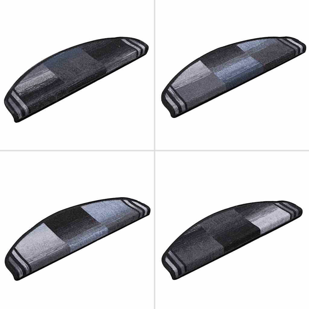 vidaXL Covorașe scări autoadezive, 10 buc., negru și gri, 65x21x4 cm