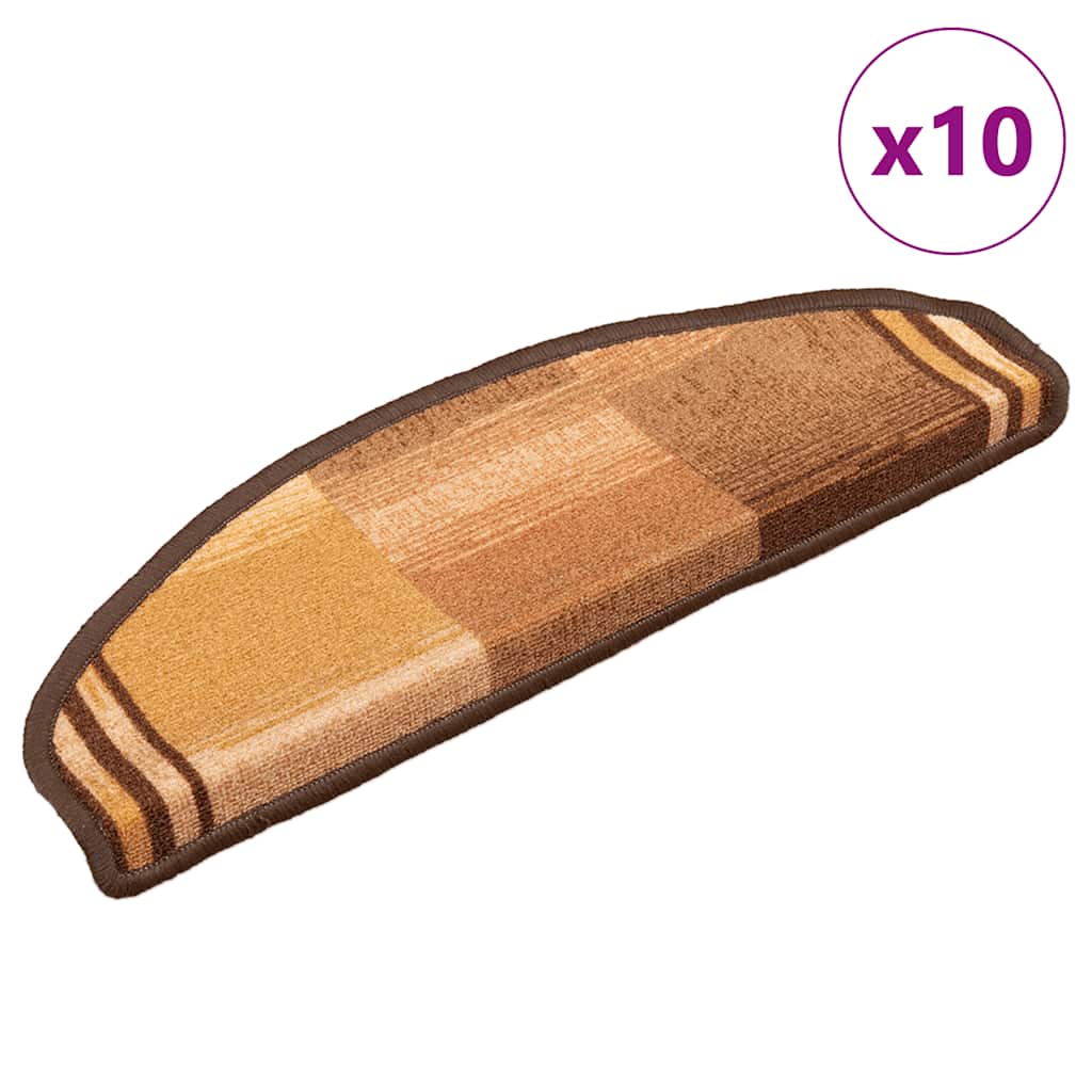 vidaXL Covorașe pentru scări autoadezive, 10 buc., maro, 65x21x4 cm vidaXL Covorașe pentru scări autoadezive, 10 buc., maro, 65x21x4 cm