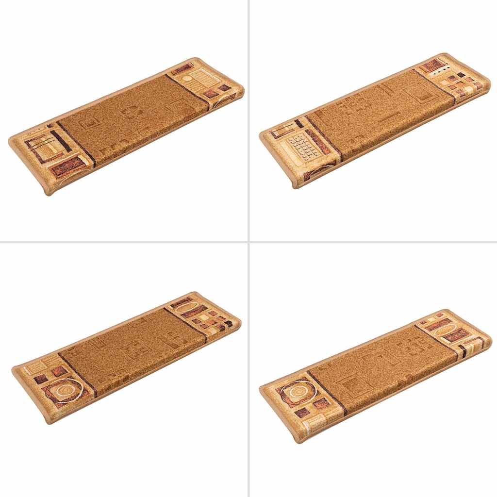 vidaXL Covorașe pentru scări autoadezive, 10 buc., bej, 65x21x4 cm