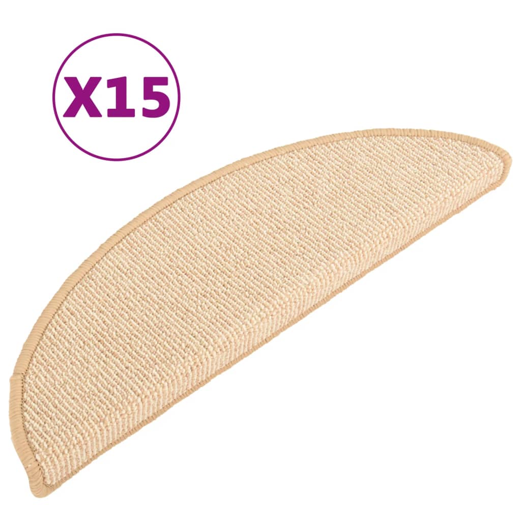 vidaXL Covorașe pentru scări, 15 buc., 56x17x3 cm, semirotunde, crem vidaXL Covorașe pentru scări, 15 buc., 56x17x3 cm, semirotunde, crem