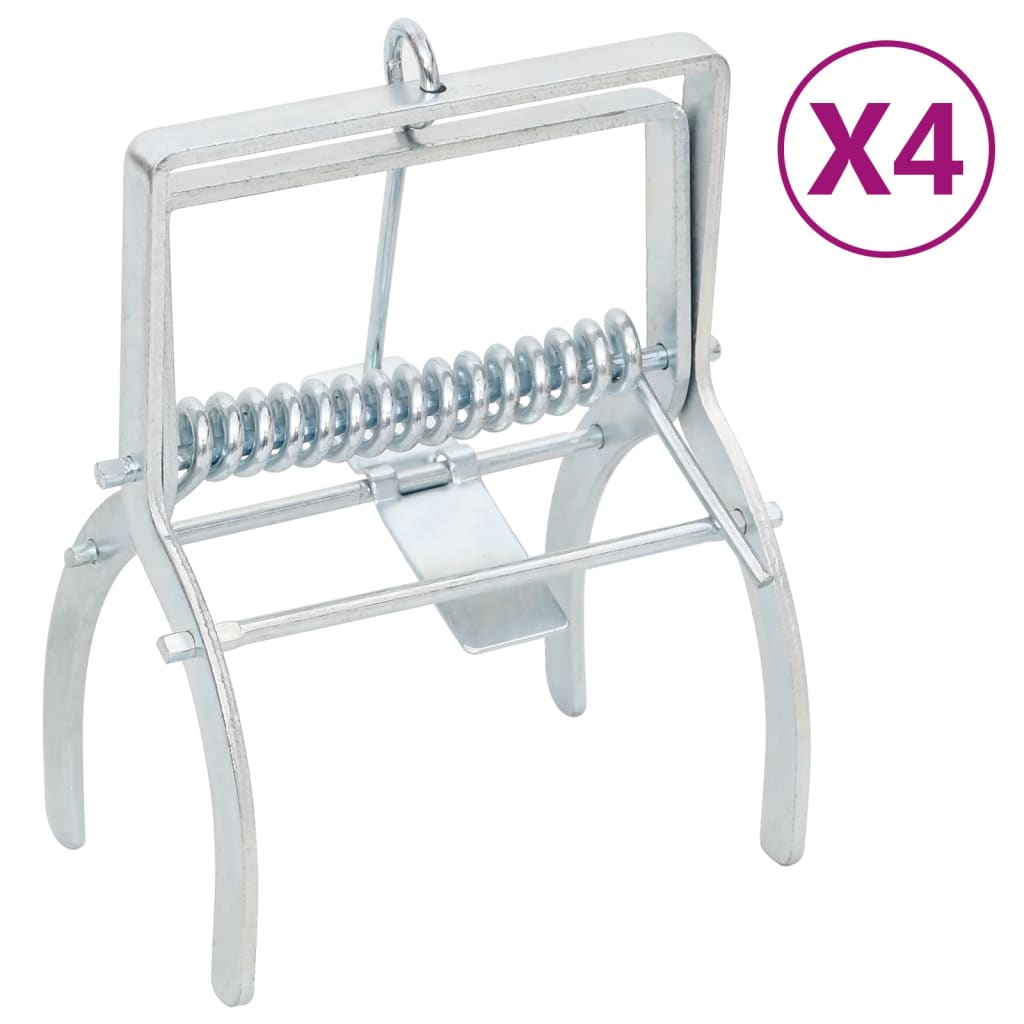 vidaXL Capcane pentru cârtițe, 4 buc., argintiu, oțel galvanizat vidaXL Capcane pentru cârtițe, 4 buc., argintiu, oțel galvanizat