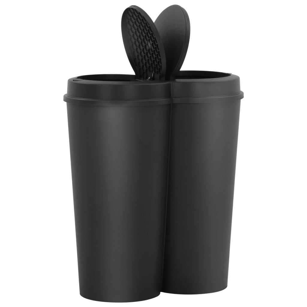 vidaXL Coș de gunoi dublu, negru, 50 L vidaXL Coș de gunoi dublu, negru, 50 L