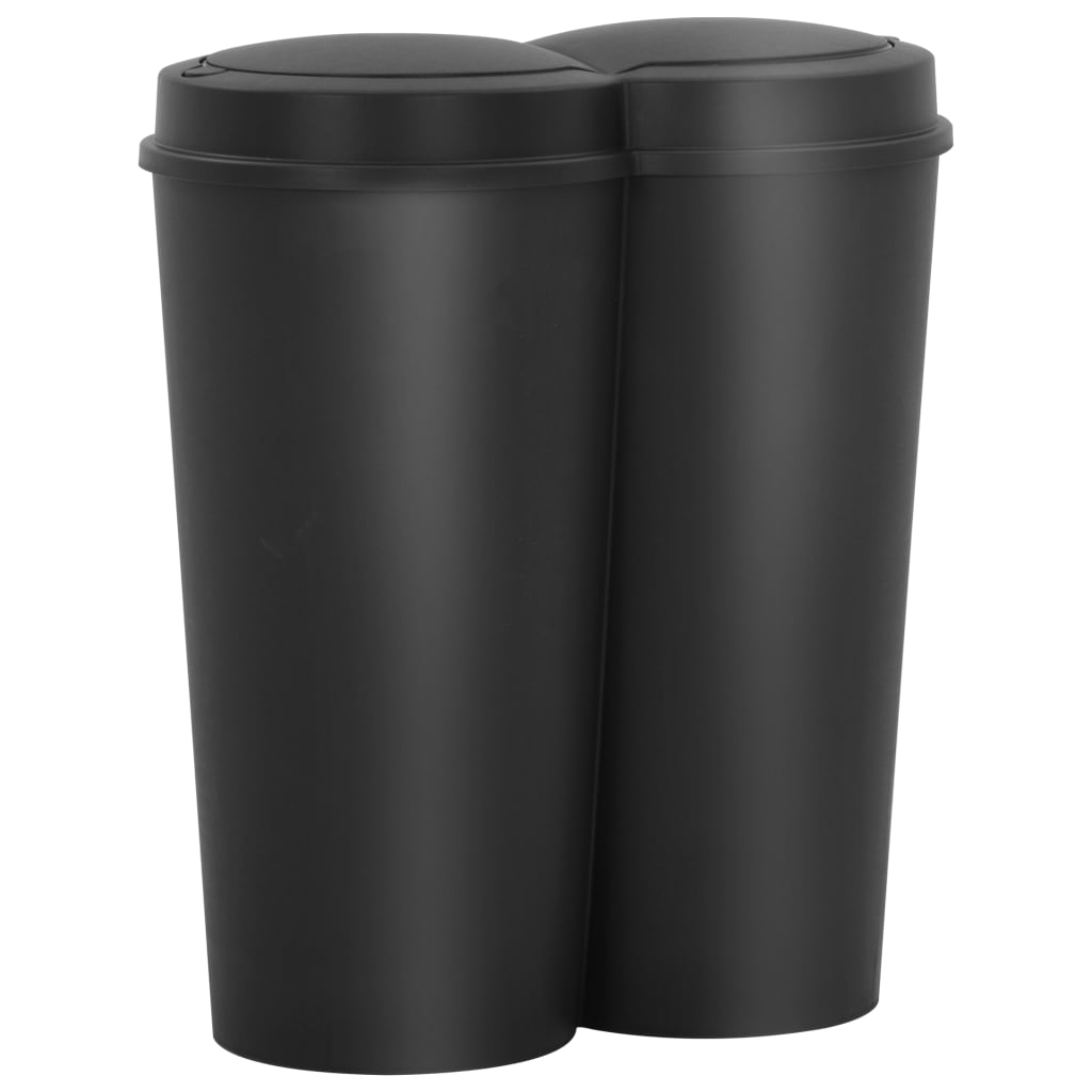 vidaXL Coș de gunoi dublu, negru, 50 L vidaXL Coș de gunoi dublu, negru, 50 L