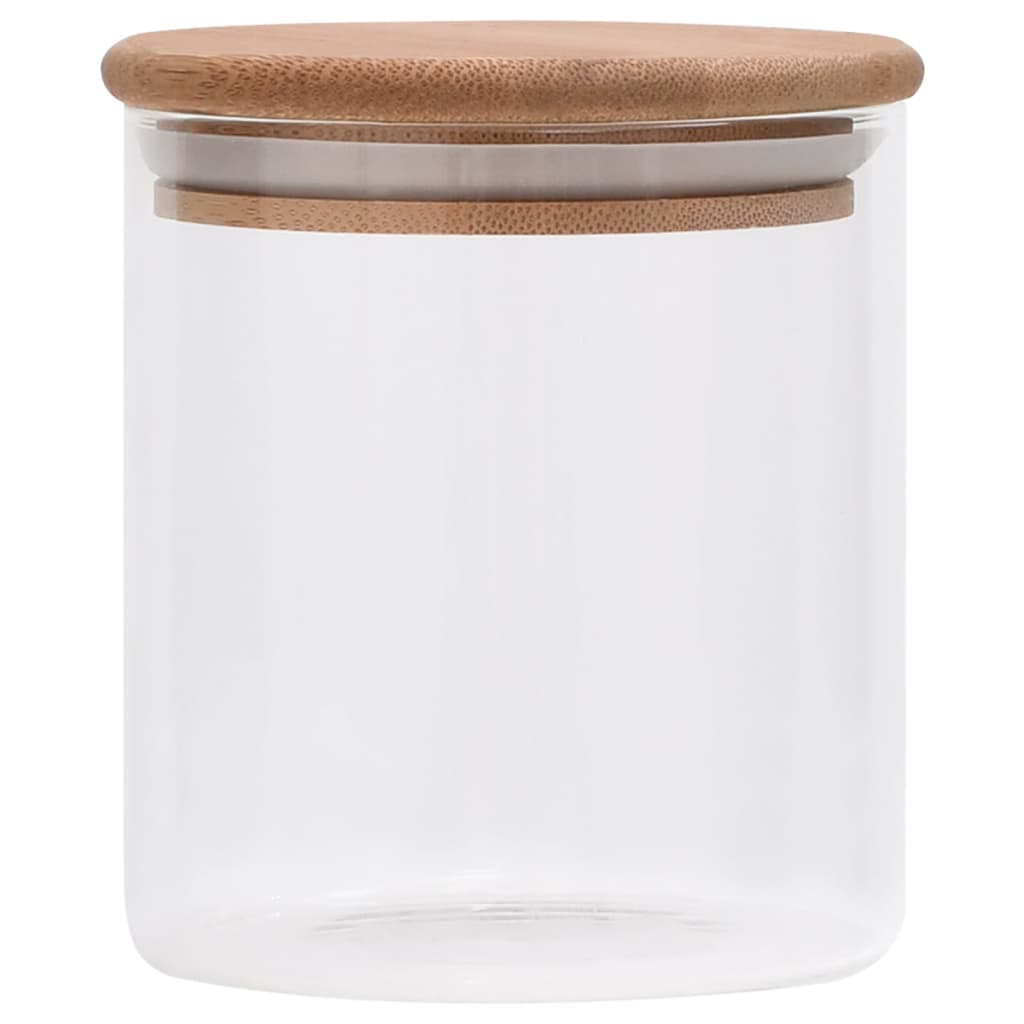vidaXL Borcane din sticlă depozitare, capac de bambus, 6 buc., 600 ml vidaXL Borcane din sticlă depozitare, capac de bambus, 6 buc., 600 ml