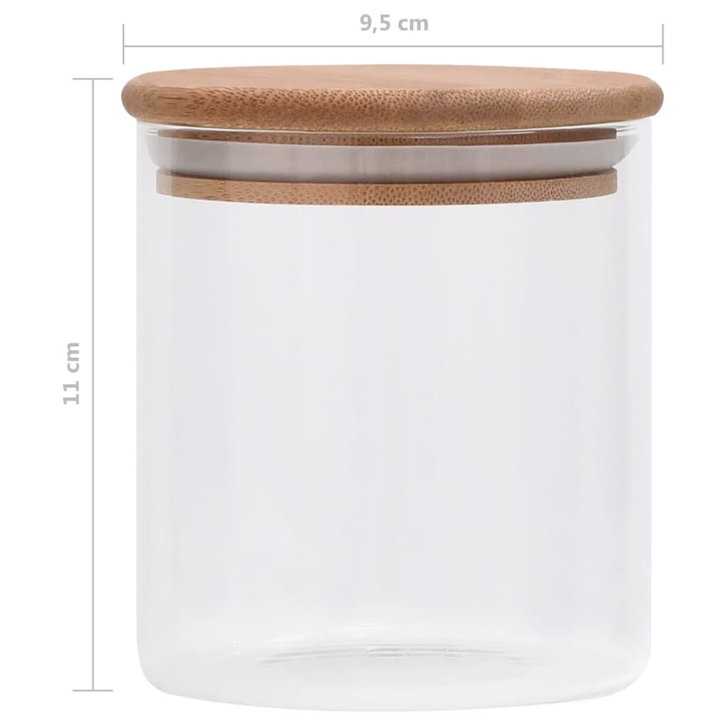 vidaXL Borcane din sticlă depozitare, capac de bambus, 6 buc., 600 ml vidaXL Borcane din sticlă depozitare, capac de bambus, 6 buc., 600 ml