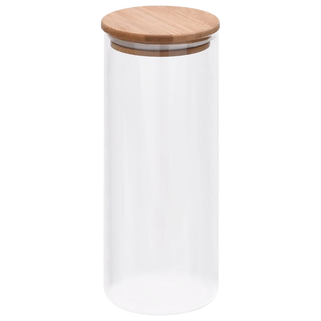 vidaXL Borcane din sticlă depozitare, capac de bambus, 6 buc., 1000 ml