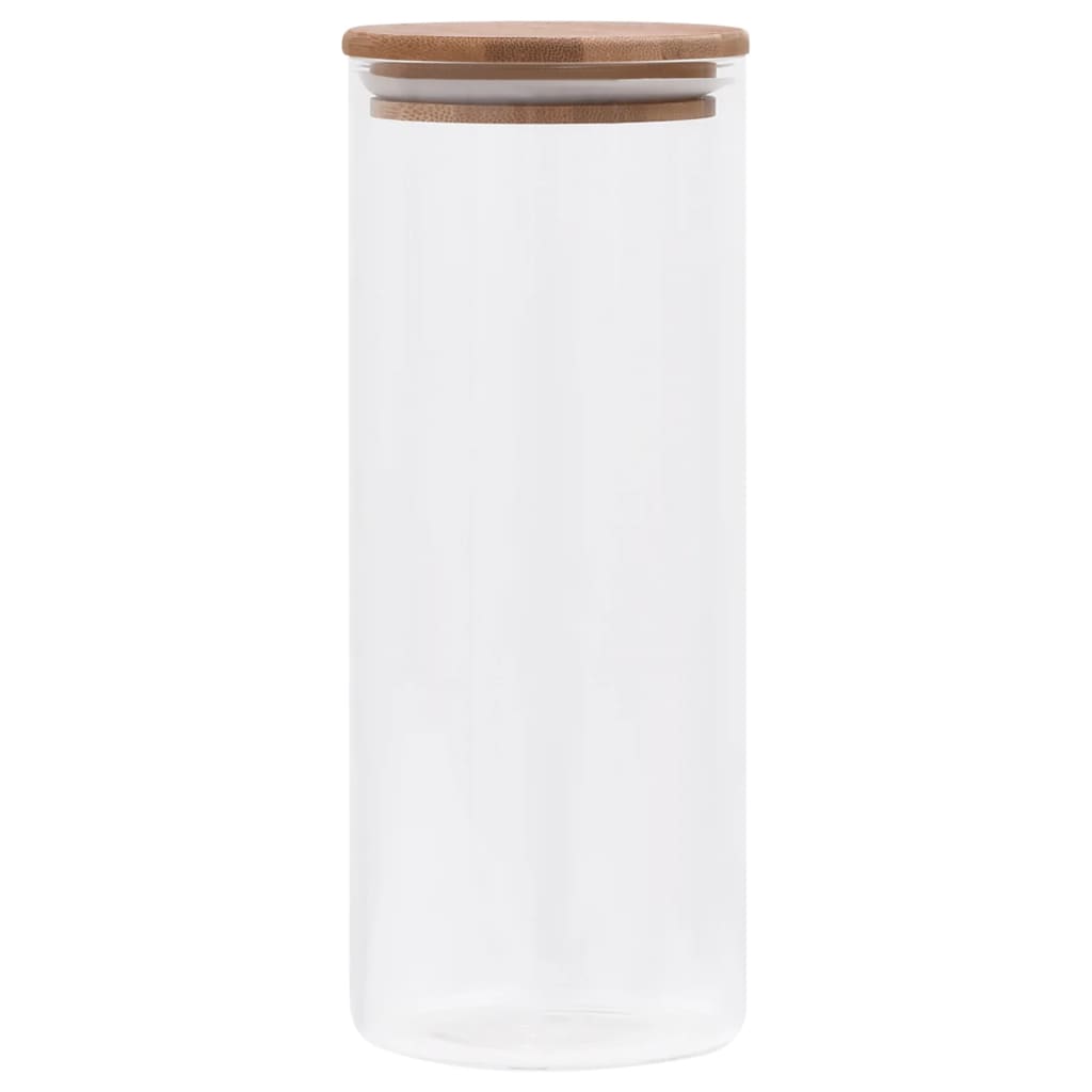 vidaXL Borcane din sticlă depozitare, capac de bambus, 6 buc., 1000 ml