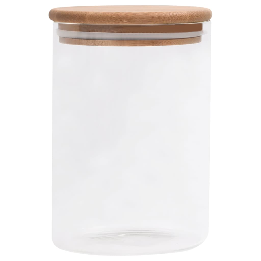 vidaXL Borcane de depozitare din sticlă capac de bambus 4 buc. 800 ml vidaXL Borcane de depozitare din sticlă capac de bambus 4 buc. 800 ml