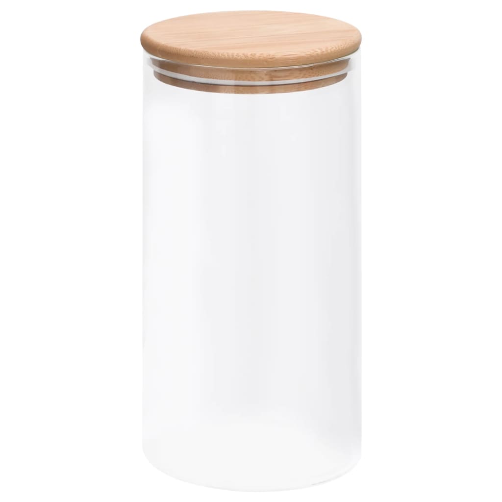 vidaXL Borcane de depozitare din sticlă capac de bambus 4 buc. 1200 ml