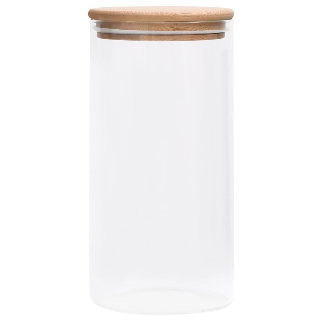 vidaXL Borcane de depozitare din sticlă capac de bambus 4 buc. 1200 ml