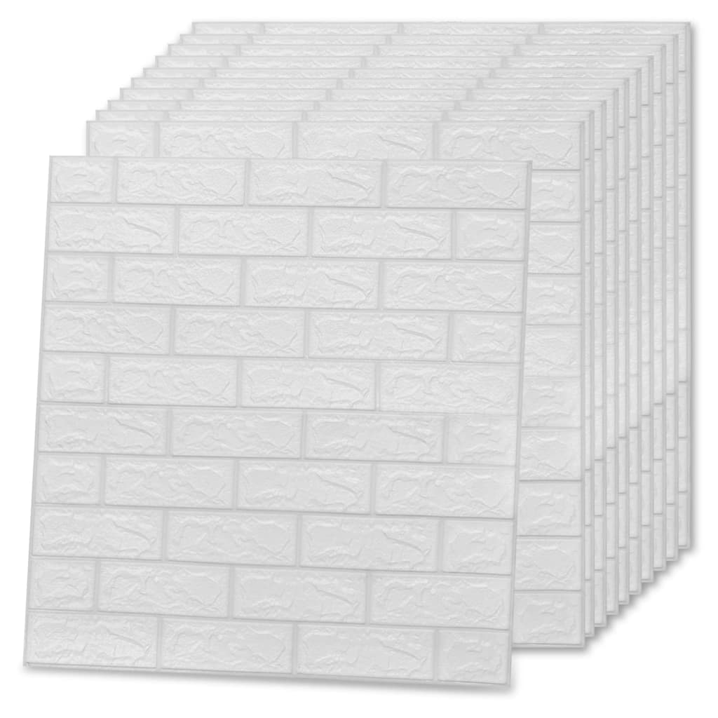 vidaXL Tapet de perete autocolant 3D, 10 buc., alb, model cărămizi vidaXL Tapet de perete autocolant 3D, 10 buc., alb, model cărămizi