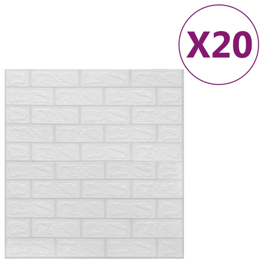 vidaXL Tapet de perete autocolant 3D, 20 buc., alb, model cărămizi vidaXL Tapet de perete autocolant 3D, 20 buc., alb, model cărămizi