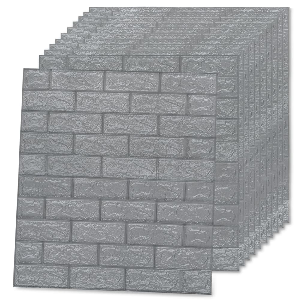 vidaXL Tapet perete autocolant 3D, 10 buc., antracit, model cărămizi vidaXL Tapet perete autocolant 3D, 10 buc., antracit, model cărămizi