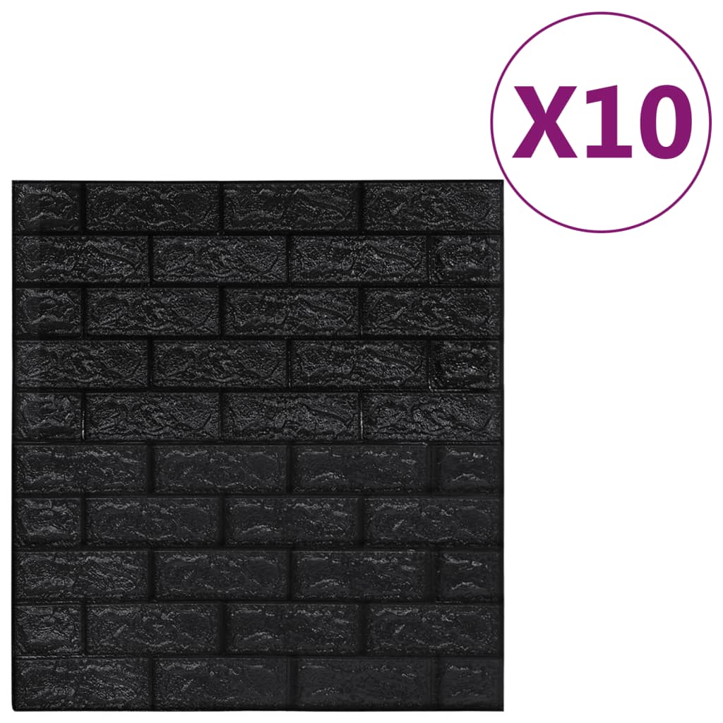 vidaXL Tapet de perete autocolant, model cărămizi 3D, 10 buc., negru vidaXL Tapet de perete autocolant, model cărămizi 3D, 10 buc., negru
