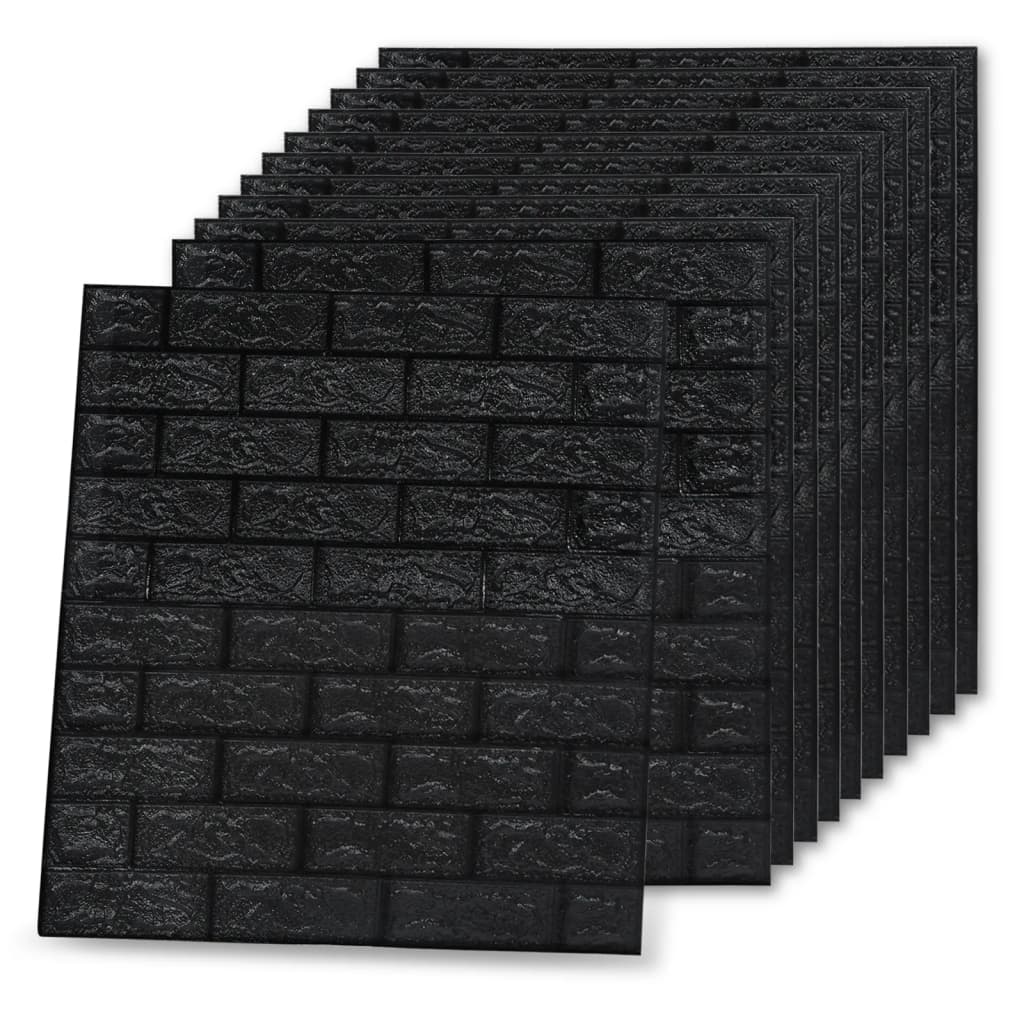vidaXL Tapet de perete autocolant, model cărămizi 3D, 10 buc., negru vidaXL Tapet de perete autocolant, model cărămizi 3D, 10 buc., negru