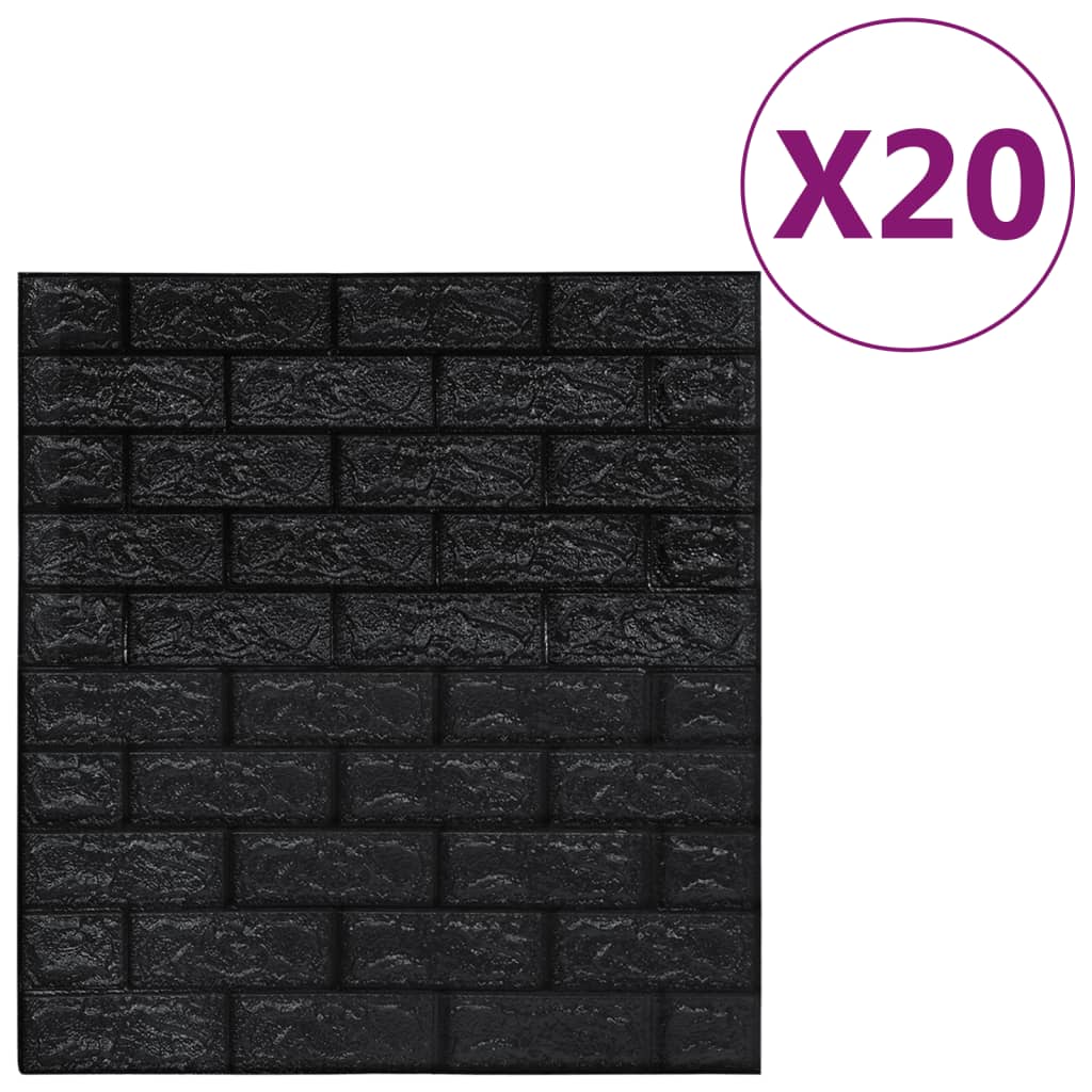 vidaXL Tapet de perete autocolant 3D, 20 buc., negru vidaXL Tapet de perete autocolant 3D, 20 buc., negru