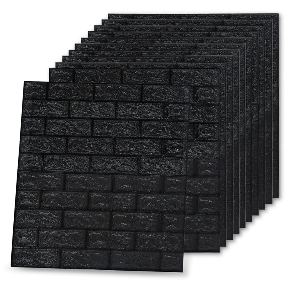 vidaXL Tapet de perete autocolant, model cărămizi 3D, 40 buc., negru vidaXL Tapet de perete autocolant, model cărămizi 3D, 40 buc., negru