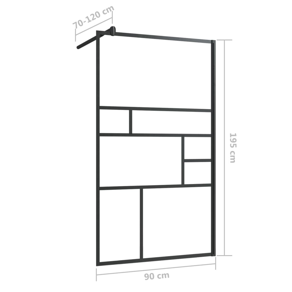 vidaXL Paravan de duș walk-in negru 90x195 cm sticlă ESG transparentă vidaXL Paravan de duș walk-in negru 90x195 cm sticlă ESG transparentă